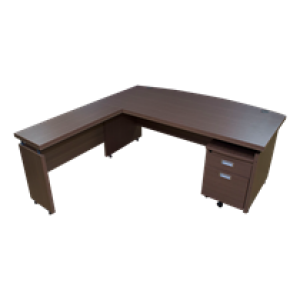 Echo Exec Desk w/Pedestal - Bk/Walnut